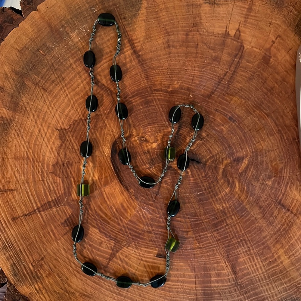 Green beaded statement necklace